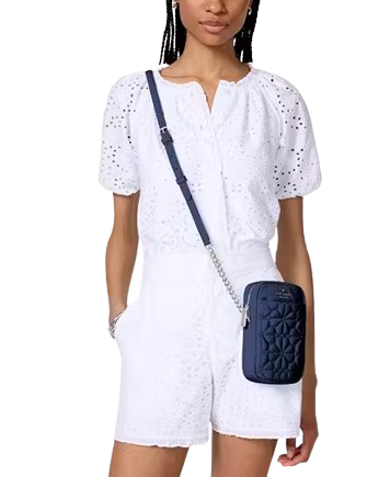 Kate Spade New York Spade Flower Quilted Fabric Phone Crossbody Parisian Navy