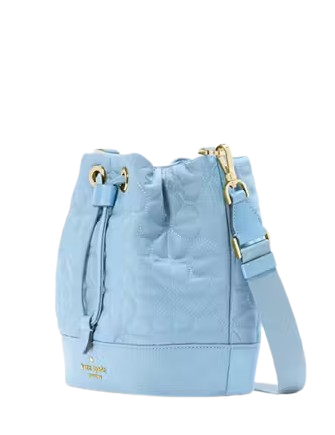 Kate Spade New York Spade Flower Quilted Nylon Bucket Bag Montauk Blue