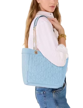 Kate Spade New York Spade Flower Quilted Nylon Medium Tote Montauk Blue 
