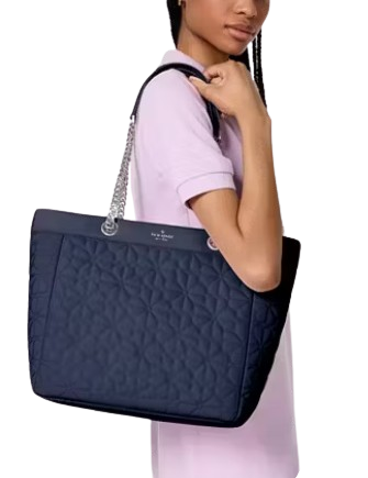 Kate Spade New York Spade Flower Quilted Nylon XL Tote Parisian Navy