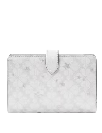 Kate Spade New York Spade Flower Star Toss Medium Compact Bifold Wallet Platinum Grey