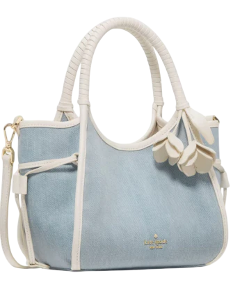 Kate Spade New York Stash Denim Floral Small Carryall Bag Blue