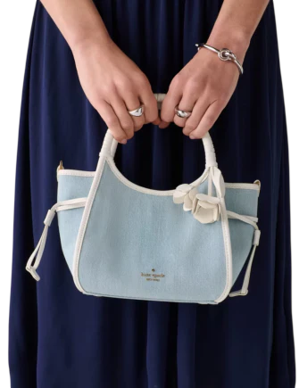 Kate Spade New York Stash Denim Floral Small Carryall Bag Blue