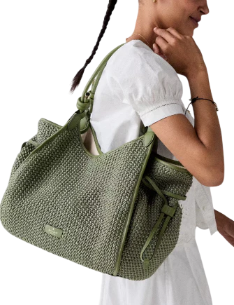 Kate Spade New York Stash Straw Large Carryall Bag Cedar Stand 