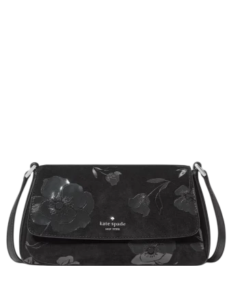 Kate Spade New York Sutton Floral Suede Mini Crossbody Bag Black
