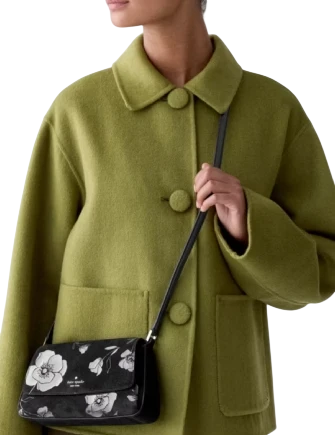 Kate Spade New York Sutton Floral Suede Mini Crossbody Bag Black