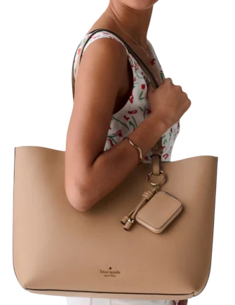 Kate Spade New York Tessa Tote Bag With Charm Light Fawn