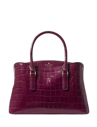 Kate Spade New York Thompson Street Croc Embossed Small Satchel Bag Deep Cherry 