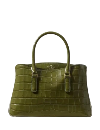Kate Spade New York Thompson Street Croc Embossed Small Satchel Bag Enchanted Green