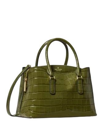 Kate Spade New York Thompson Street Croc Embossed Small Satchel Bag Enchanted Green
