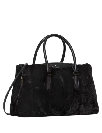 Kate Spade New York Thompson Street Faux Fur Small Satchel Bag Black