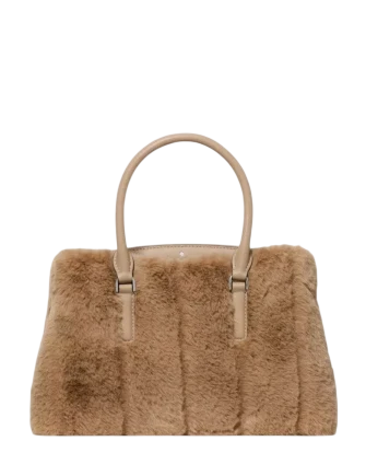 Kate Spade New York Thompson Street Faux Fur Small Satchel Bag Natural
