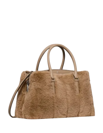 Kate Spade New York Thompson Street Faux Fur Small Satchel Bag Natural