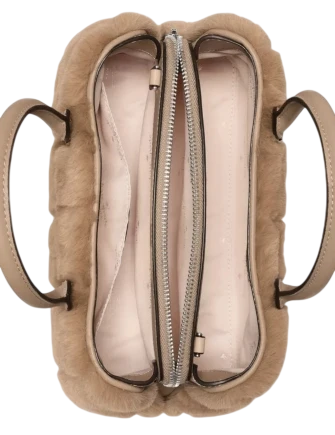 Kate Spade New York Thompson Street Faux Fur Small Satchel Bag Natural