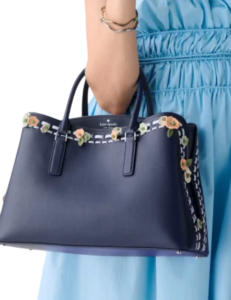 Kate Spade New York Thompson Street Floral Satchel Bag Parisian Navy
