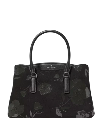 Kate Spade New York Thompson Street Floral Suede Small Satchel Bag Black
