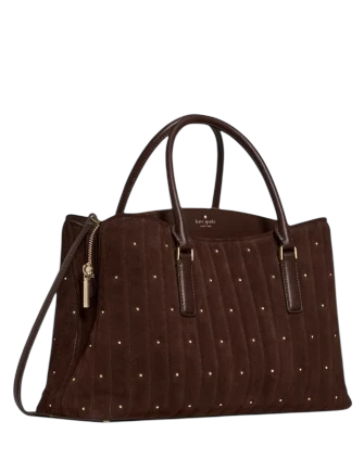 Kate Spade New York Thompson Street Quilted Suede Satchel Bag Hot Fudge