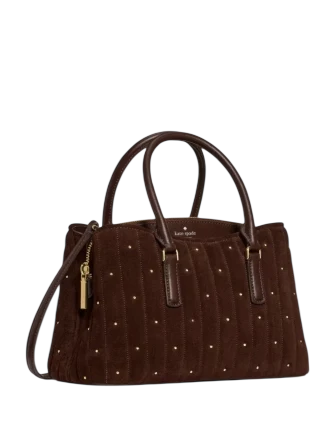 Kate Spade New York Thompson Street Quilted Suede Small Satchel Bag Hot Fudge