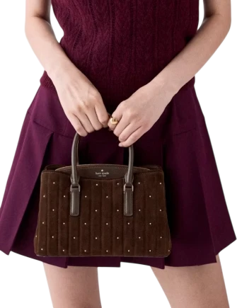 Kate Spade New York Thompson Street Quilted Suede Small Satchel Bag Hot Fudge
