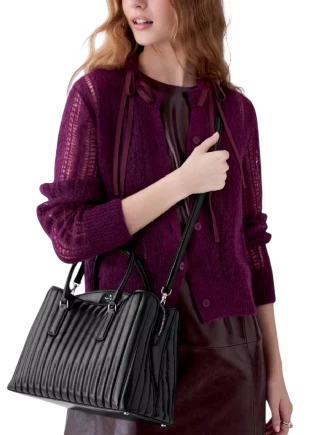 Kate Spade New York Thompson Street Shiny Quilted Satchel Bag Black