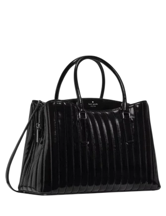 Kate Spade New York Thompson Street Shiny Quilted Satchel Bag Black