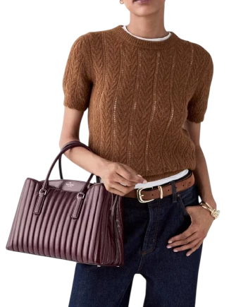 Kate Spade New York Thompson Street Shiny Quilted Satchel Bag Grenache