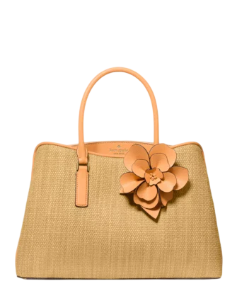 Kate Spade New York Thompson Street Straw Satchel Bag With Charm  Desert Sunset 