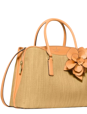 Kate Spade New York Thompson Street Straw Satchel Bag With Charm  Desert Sunset 