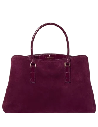 Kate Spade New York Thompson Street Suede And Croc Embossed Satchel Bag Deep Cherry