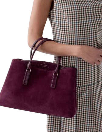 Kate Spade New York Thompson Street Suede And Croc Embossed Satchel Bag Deep Cherry
