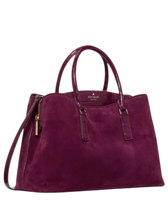 Kate Spade New York Thompson Street Suede And Croc Embossed Satchel Bag Deep Cherry