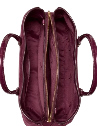 Kate Spade New York Thompson Street Suede And Croc Embossed Satchel Bag Deep Cherry