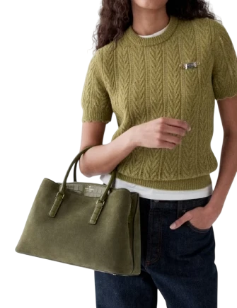 Kate Spade New York Thompson Street Suede And Croc Embossed Satchel Bag Enchanted Green 