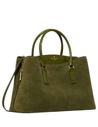 Kate Spade New York Thompson Street Suede And Croc Embossed Satchel Bag Enchanted Green 
