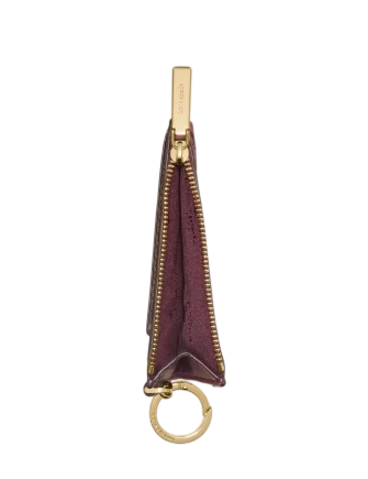 Kate Spade New York Woven Suede Key Ring Card Holder Deep Cherry