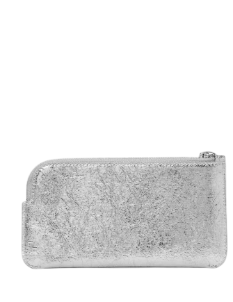 Kate Spade New York Zippy Crinkle Metallic Wristlet Silver