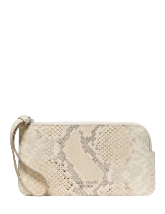Kate Spade New York Zippy Snake Embossed Wristlet  Neutral 