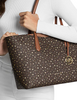 Michael Michael Kors Arden Large Printed Signature Logo Top-Zip Tote Bag Brown