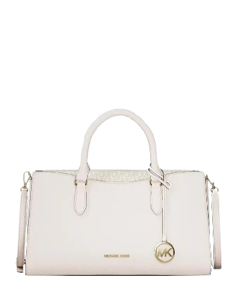 Michael Michael Kors Arden Medium Leather Top-Zip Satchel Light Cream 