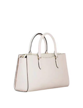 Michael Michael Kors Arden Medium Leather Top-Zip Satchel Light Cream 
