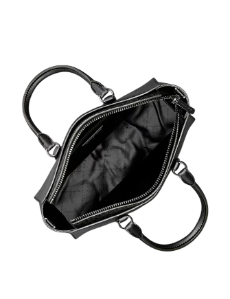 Michael Michael Kors Arden Medium Pebbled Leather and Signature Logo Top-Zip Satchel Black