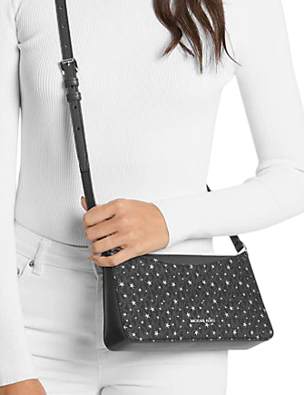 Michael Michael Kors Arden Medium Printed Signature Logo Crossbody Bag Black