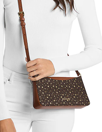 Michael Michael Kors Arden Medium Printed Signature Logo Crossbody Bag Brown