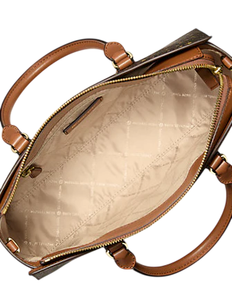 Michael Michael Kors Arden Medium Printed Signature Logo Satchel Brown