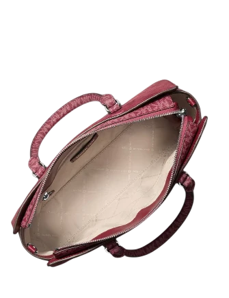 Michael Michael Kors Arden Medium Signature Logo Top-Zip Satchel Maroon