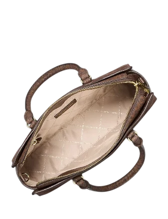 Michael Michael Kors Arden Medium Signature Logo Top-Zip Satchel Nutmeg
