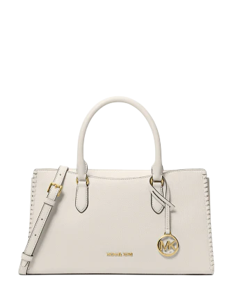 Michael Michael Kors Arden Medium Top-Zip Satchel Light Cream