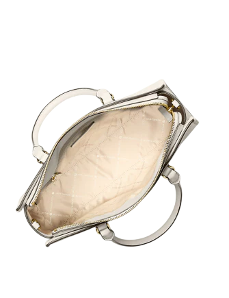 Michael Michael Kors Arden Medium Top-Zip Satchel Light Cream