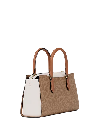 Michael Michael Kors Arden Small Color-Block Signature Logo Messenger Bag Camel