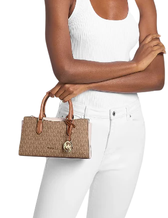 Michael Michael Kors Arden Small Color-Block Signature Logo Messenger Bag Camel